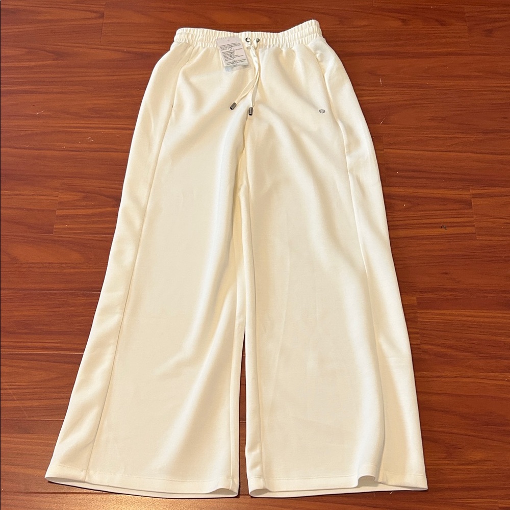 Cream Wide-Leg Sweatpants